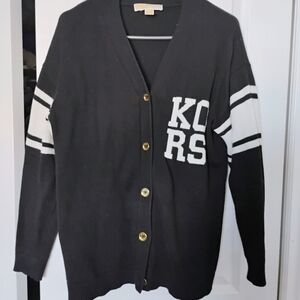 Michael Kors College Black Cardigan with White Accents